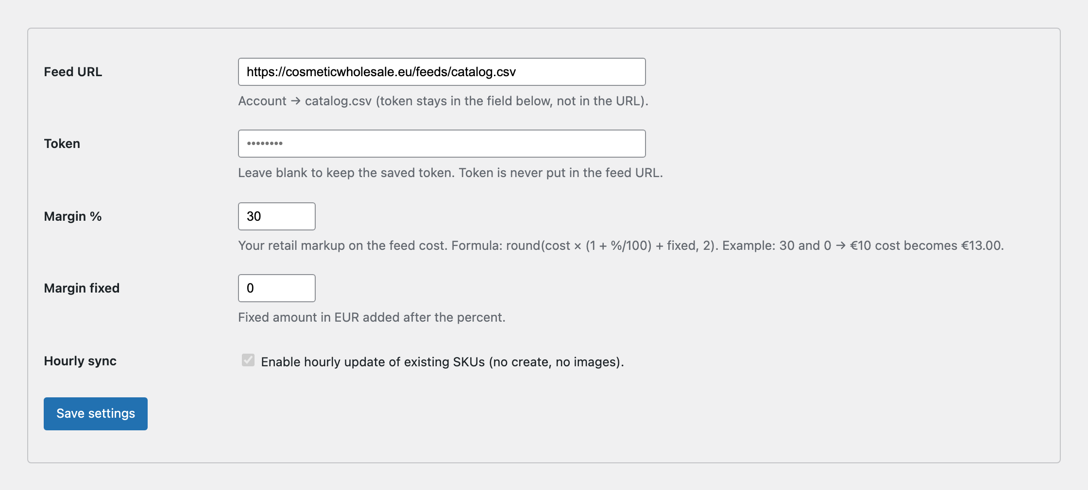 WooCommerce plugin settings