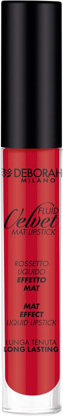 127x840-10 Deborah Milano Fluid velvet Mat Lipstick - Matte Vloeibare Lippenstift - 6 Iconic Red - Rood - Langhoudend - Image 1