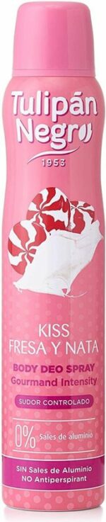 Tulipán Negro Kiss Fresa Y Nata Deodorant Spray/ Slagroom en Aardbei / Geen Aluminium - 200ml