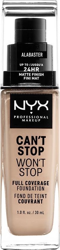203x840-7 Nyx CanAt Stop WonAt Stop Full Coverage Foundation Alabaster 30ml - Image 1