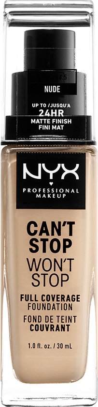 203x840-9 Nyx CanAt Stop WonAt Stop Full Coverage Foundation Nude 30ml - Image 1