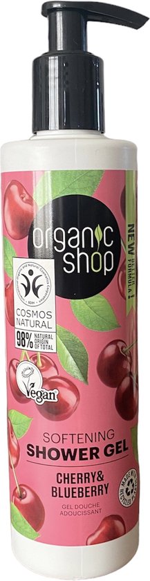 217x840-119 2x Organic Shop Softening natuurlijke Shower Gel Cherry and Blueberry 280ml - Image 1