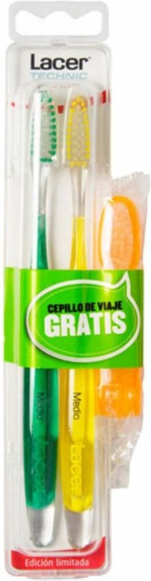 219x840-35 Tandenborstel Lacer Technic Medio (3 Onderdelen) (2 Stuks) - Image 1