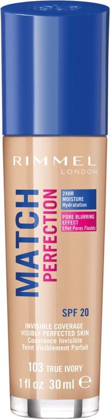 221x840-30 Rimmel London Match Perfection Foundation 103 True Ivory - Image 1