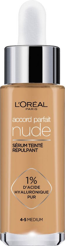 223x840-28 L'Oréal Paris Accord Parfait Nude Volumegevend Getint Serum Foundation met hyaluronzuur - 4-5 Medium - 30ml - Vegan - Image 1
