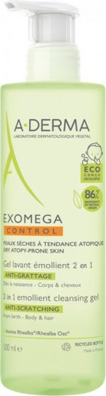 A-DERMA Exomega Control 2in1 Anti-krabben Emolliërende Reinigingsgel 500 ml