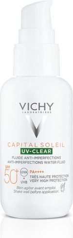 Vichy Capital Soleil UV Clear Anti-onzuiverheden zonnebrand voor het gezicht SPF50+ 40ml voor vette, onzuivere huid met neiging tot acne