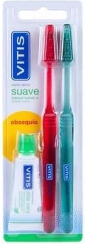 295x840-42 Vitis Duplo Soft Toothbrush + Paste 15ml - Image 1