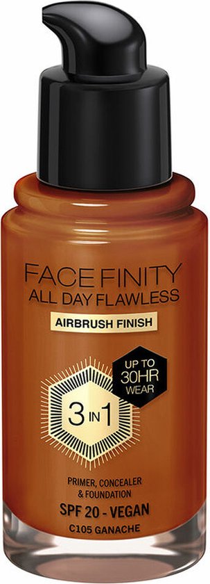 303x840-31 Crème Make-up Basis Max Factor Face Finity All Day Flawless 3 in 1 Spf 20 Nº C105 Ganache 30 ml - Image 1