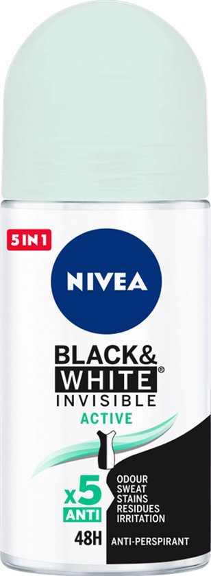 308x840-228 Nivea Black & White Invisible Active Deodorant Roll On 50ml - Image 1
