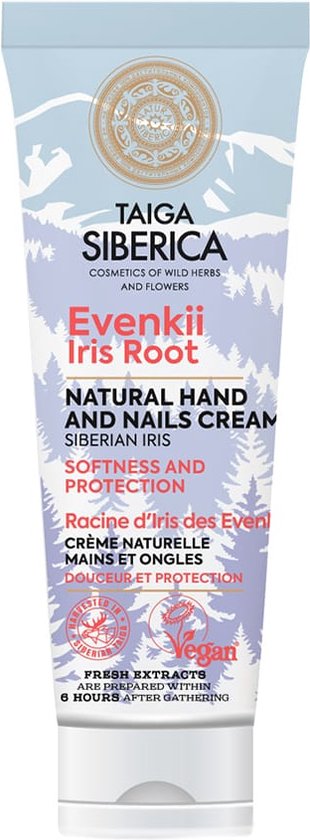 310x840-151 Taiga Siberica natuurlijke vochtinbrengende en beschermende hand- en nagelcrème met iriswortel 75ml - Image 1