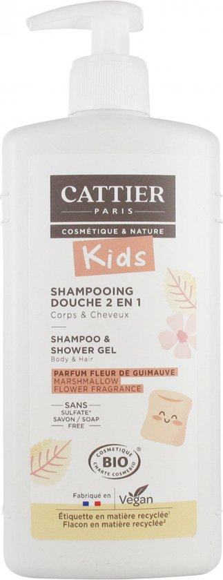 323x840-57 Cattier Kids Shampoo Douche 2in1 Parfum Fleur de Guimauve Bio 500 ml - Image 1