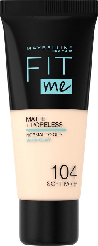 334x840-47 Maybelline New York - Fit Me Matte + Poreless Foundation - 104 Soft Ivory - Medium Dekkende Foundation met Matte Finish voor de Normale tot Vette Huid - 30 ml - Image 1