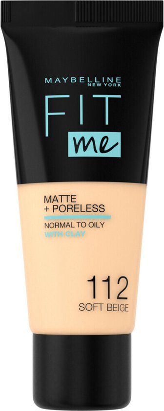 336x840-50 Maybelline New York - Fit Me Matte + Poreless Foundation - 112 Soft Beige - Medium Dekkende Foundation met Matte Finish voor de Normale tot Vette Huid - 30 ml - Image 1