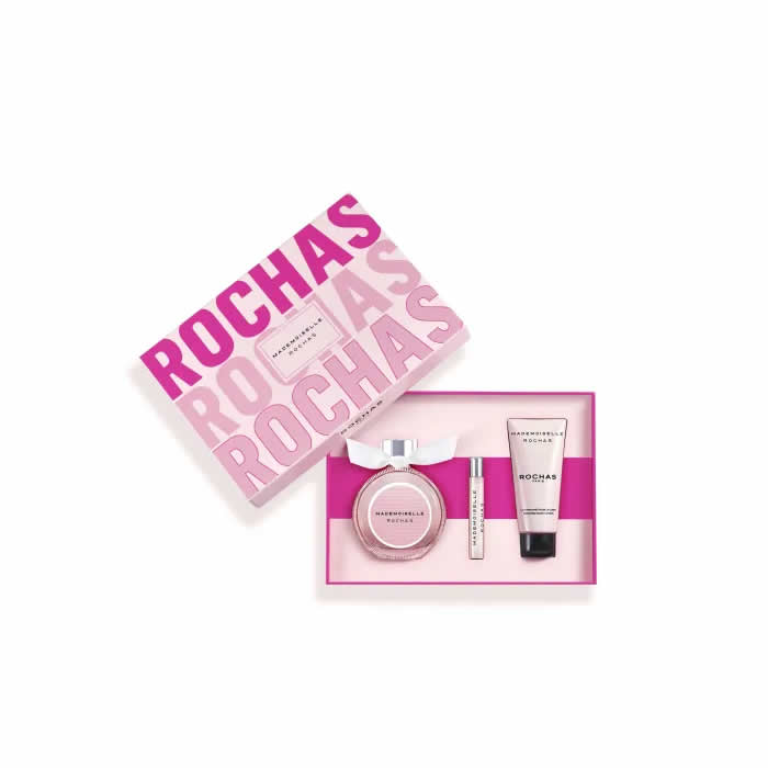 3386460146807 Rochas Mademoiselle Eau De Parfum Spray 90ml Set 3 Pieces - Image 1