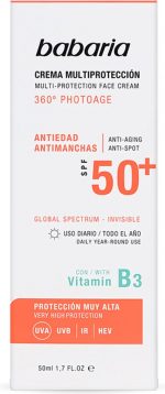 Anti Bruine vlekken Zonnebrandcrème Multi-Protection Babaria Spf 50+ (50 ml)