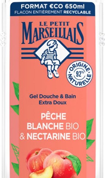 Le Petit Marseillais Extra Gentle Witte Perzik en Biologische Nectarine Bad- en Douchegel 650 ml