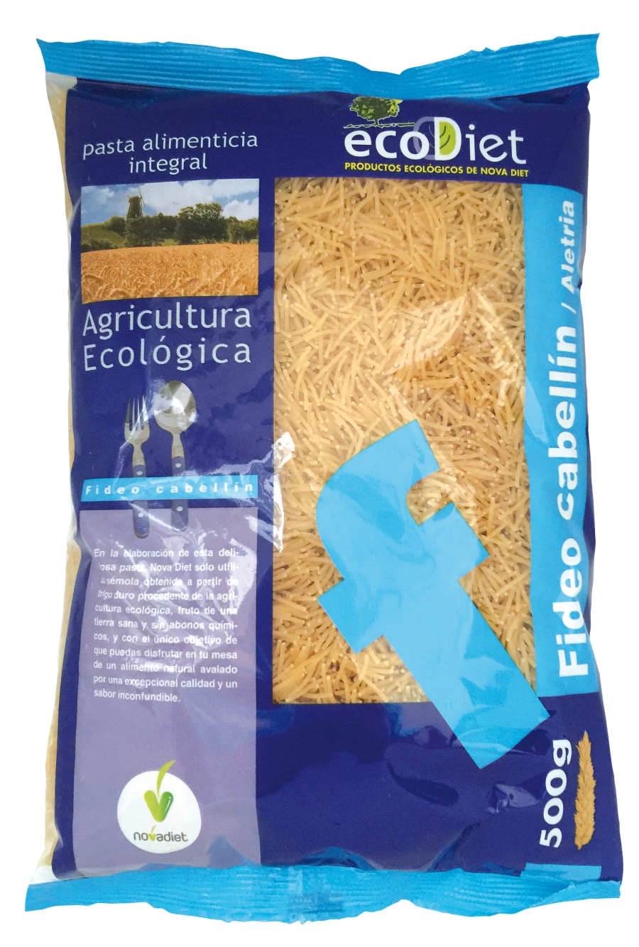 371633_022683ee62aff90d6f099cdd78feb594 Novadiet Fideos Cabellin Integrales Ecodiet 500g - Image 1