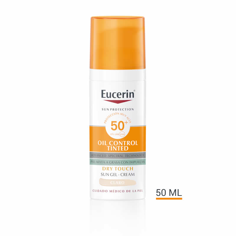 4005800341106 Eucerin Oil Control Dry Touch Gel Crema SPF50+ Tinted Light 50ml - Image 1
