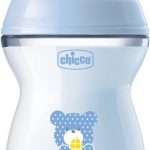 Chicco Natural Feeling Anticolic babyfles, 2 maanden + 250 ml, fles met zuignap van zachte en flexibele siliconen, geschikt voor gemengde borstvoeding, gemiddelde stroom, kleur lichtblauw 2+ m