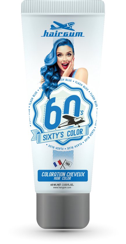 433x840-29 Semi-permanente kleurstof Hairgum Sixty's Color flash blue (60 ml) - Image 1