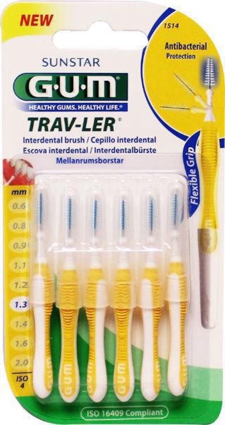 446x840-105 Gum Travler Ragers 1.3mm Geel - 6 stuks - Image 1
