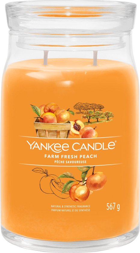 466x840-113 Yankee Candle - Farm Fresh Peach Signature Large Jar - Image 1