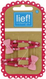 Lief! lifestyle - blister met 2 roze clic clac haarspeldjes - rose strikjes haarschuifje - Image 2
