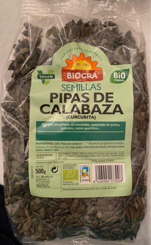 518x840-34 Biogra Pipas De Calabaza 500g Biogra Bio curcubita austr - Image 1