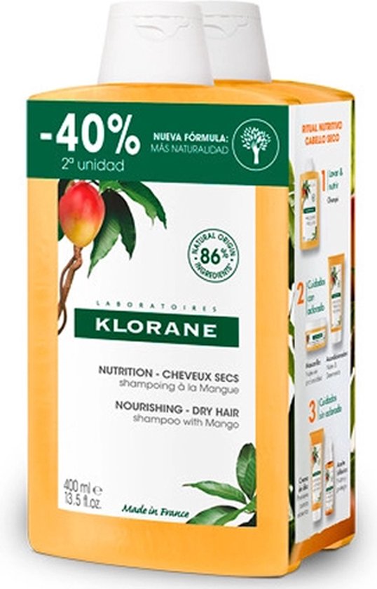 538x840-21 Klorane Al Mango Nourishing Shampoo For Dry Hair Duo 2 X 400 Ml - Image 1