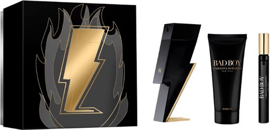 550x264-25 Carolina Herrera Bad Boy Eau de Toilette Spray 100ml Set 3 Pieces - Image 1