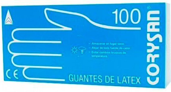 550x295-15 Corysan Latex Gloves Medium Size 100pcs - Image 1