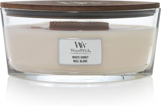 550x363-65 WoodWick Heartwick Flame Ellipse Geurkaars - White Honey - Image 1