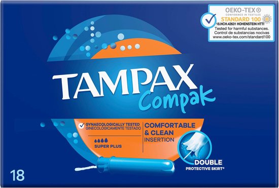 550x371-36 Tampax Compak Super Plus Tampons - 18 stuks - Image 1