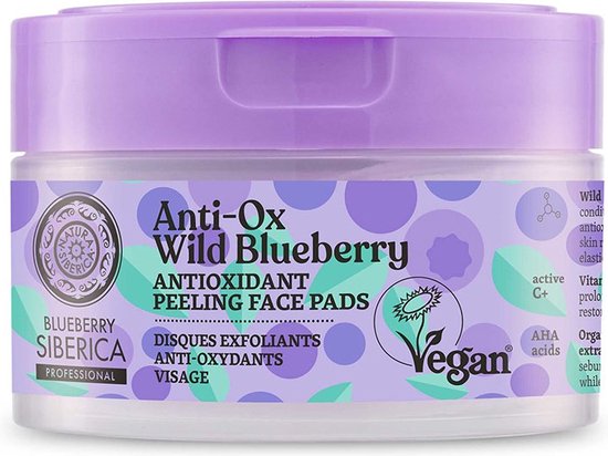 Blueberry Siberica veganistische antioxidant scrubbende gezichtspads 20st.