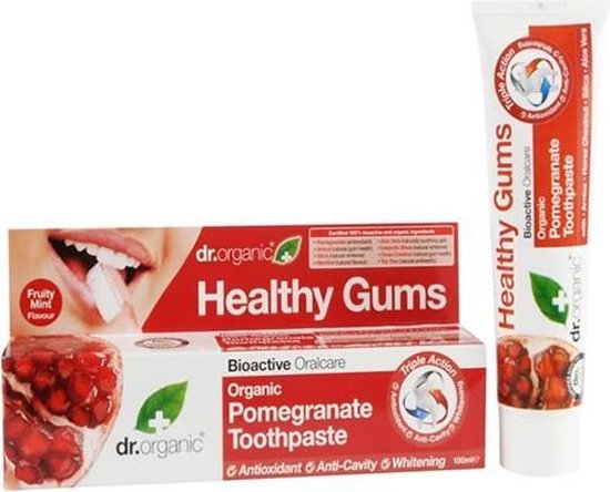 550x444-107 Dr Organic Pomegranate Toothpaste 100ml - Image 1