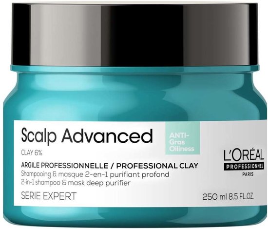 550x470-33 L’Oréal Professionnel - Scalp Advanced - Anti-Oiliness - Haarmasker voor slap, futloos of vet haar - 250 ml - Image 1