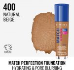 Rimmel London Match Perfection SPF20 Foundation - 400 Natural Beige - Image 4