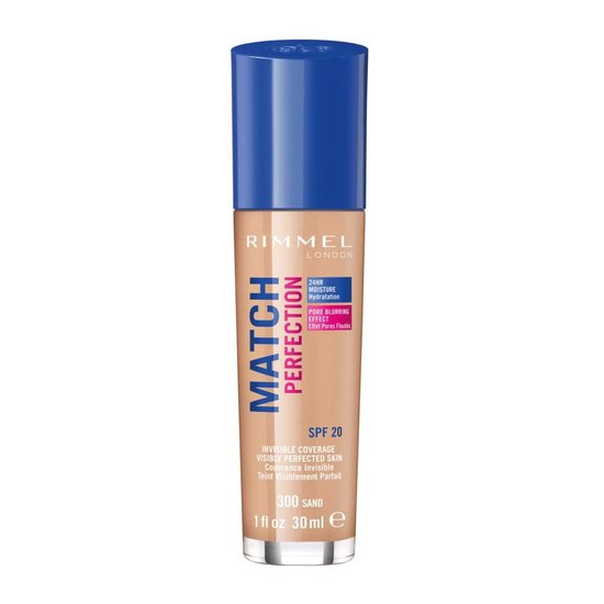 550x550-2130 Rimmel London Match Perfection SPF20 Foundation - 300 Sand - Image 1