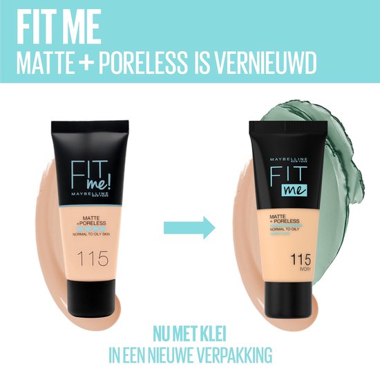 Maybelline New York - Fit Me Matte + Poreless Foundation - 118 Nude - Medium Dekkende Foundation met Matte Finish voor de Normale tot Vette Huid - 30 ml