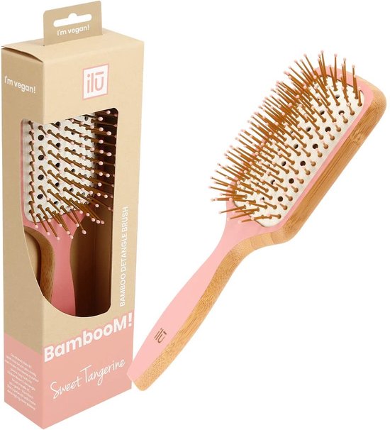 550x606-70 Bamboom - Detangler Sweet Tangerine Paddle Brush - Image 1