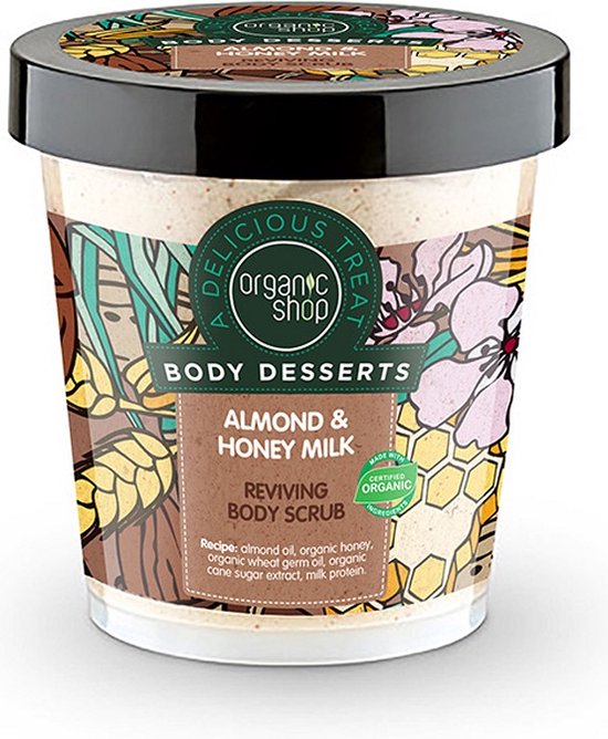 550x668-76 Body Desserts Amandel- & Honingmelk Reviving Body Scrub voedende body scrub met amandel- en honingmelkgeur 450ml - Image 1