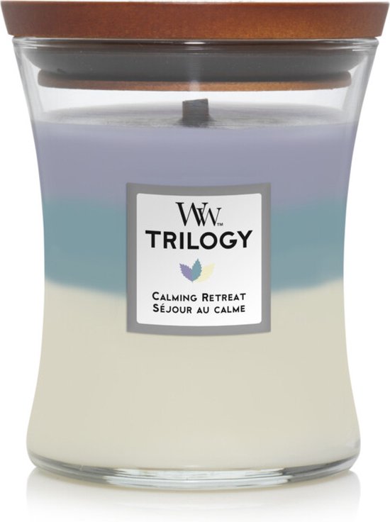 550x736-66 WoodWick Hourglass Medium Trilogy Geurkaars - Calming Retreat - Image 1