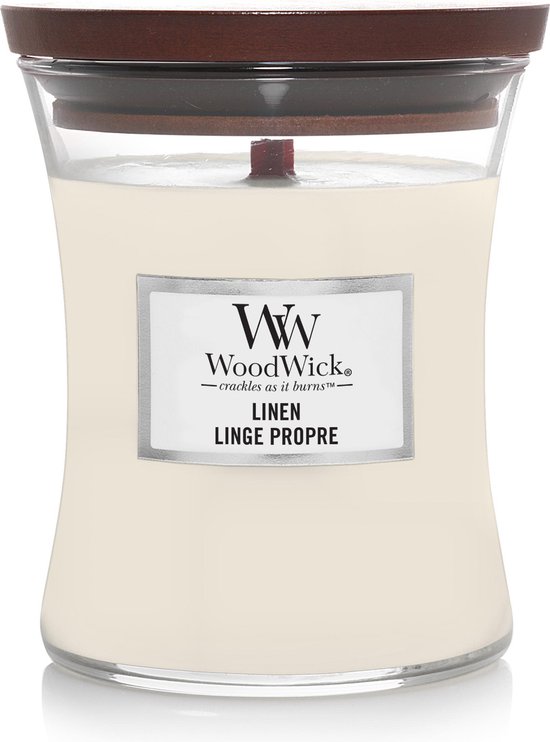 550x742-73 WoodWick Hourglass Medium Geurkaars - Linen - Image 1