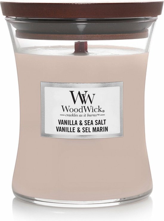 550x742-76 WoodWick Hourglass Medium Geurkaars - Vanilla & Sea Salt - Image 1