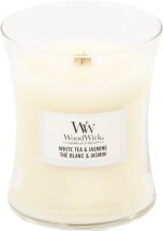 Woodwick Hourglass Medium Geurkaars - White Tea & Jasmine - Image 3