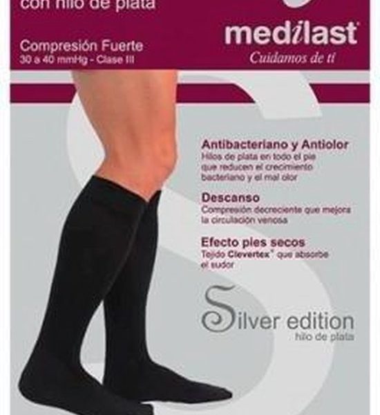 Calcetan Medilast Fuerte Silver Negro Grande