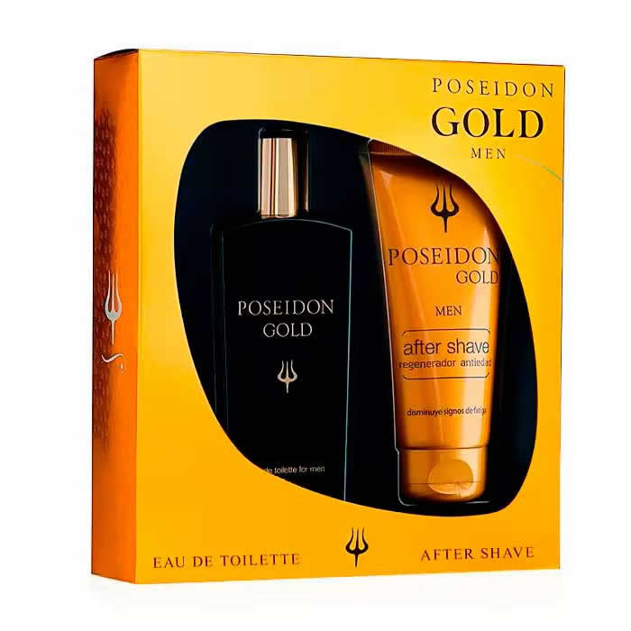 8411047151587 Poseidon Gold Men Eau De Toilette Spray 100ml Set 2 Pieces - Image 1