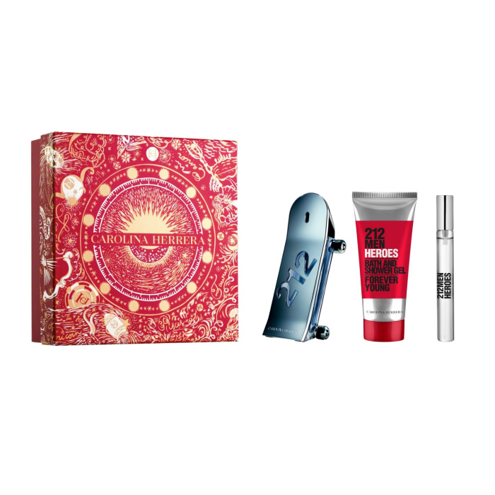 8411061074831 Carolina Herrera 212 Heroes Eau De Toilette Spray 90ml Set 3 Pieces Christmas 2023 - Image 1
