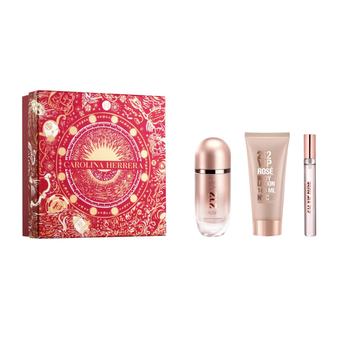 8411061074930 Carolina Herrera 212 Vip Rose Eau De Perfume Spray 80ml Set 3 Pieces Christmas 2023 - Image 1